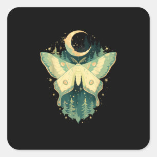 Adesivo Quadrado Moth Fairycore Goblincore Whimsigoth Cottagecore