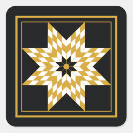 Adesivo Quadrado Motif de celebração de estrelas Dourada e preta fe