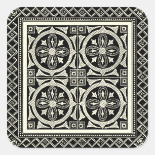 Adesivo Quadrado Motif de Mandala Preto e Branco pelo Vision Studio