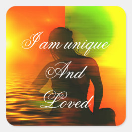 Adesivo Quadrado Motivação de afirmação positiva sobre autoestima