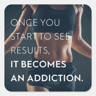 Adesivo Quadrado Motivação para mulheres - resultados do Gym -