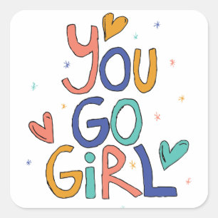 Adesivo Quadrado Motivação Você Vai Menina Clipart Cotas