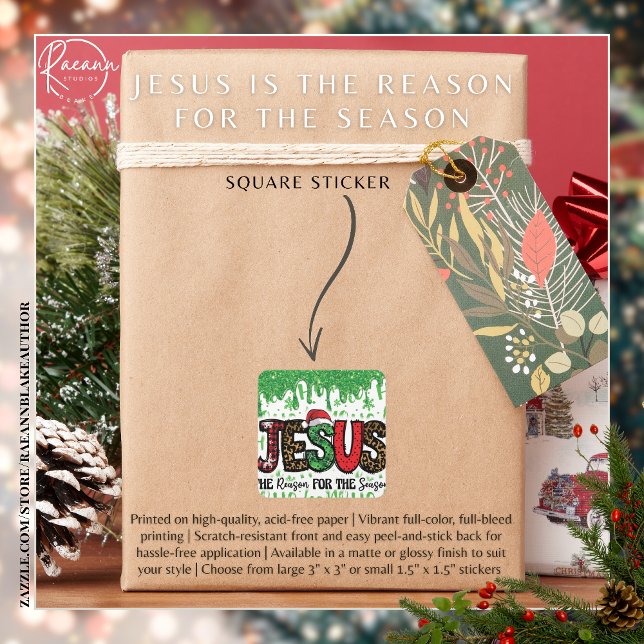 Adesivo Quadrado Motivo do Vinheta de Natal da Estação (Criador carregado)