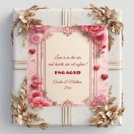 Adesivo Quadrado Motivos de Coração Rosa Romântico de Casal Floral