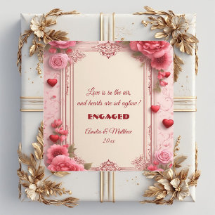 Adesivo Quadrado Motivos de Coração Rosa Romântico de Casal Floral