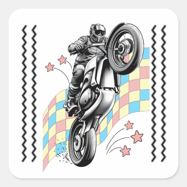 Adesivo Quadrado motociclista (Frente)