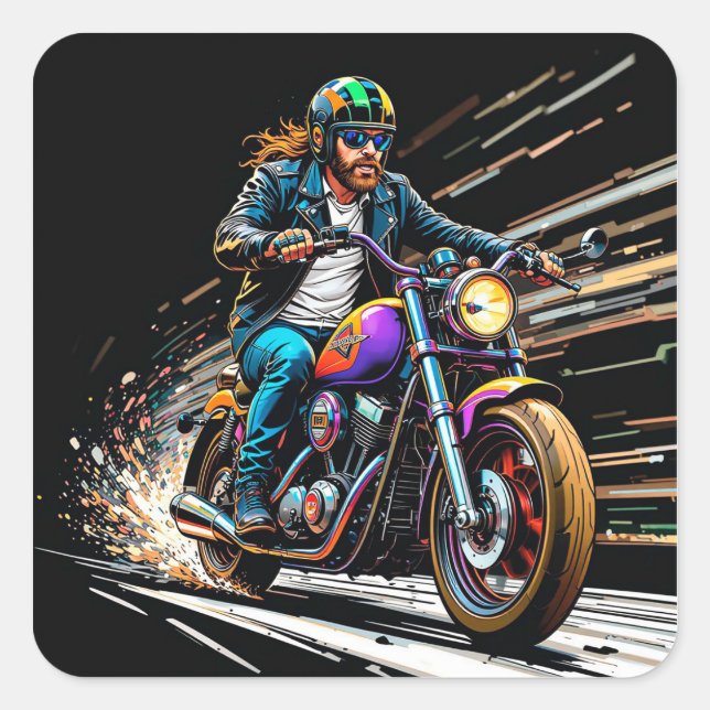 Adesivo Quadrado Motociclista Correndo (Frente)