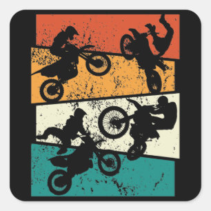 Adesivo Quadrado motociclo de vintage Off Road Enduro