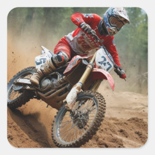 Adesivo Quadrado Motocross Birthday