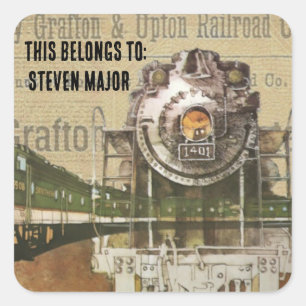 Adesivo Quadrado Motor A Vapor De Comboio Locomotivo Este Pertence 