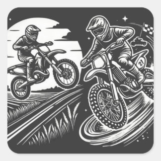 Adesivo Quadrado Motorcycle Biker Motocross Adventure Design
