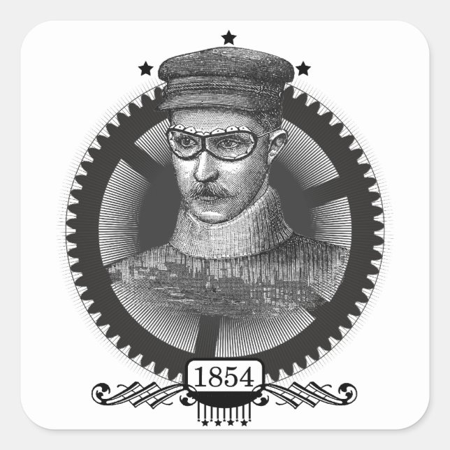 Adesivo Quadrado Motorista Steampunk (Frente)