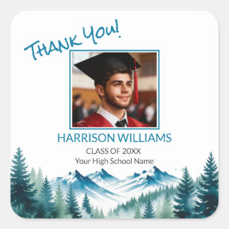 Adesivo Quadrado Mountain Adventure Grad Party