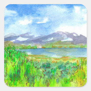 Adesivo Quadrado Mountain Lake House