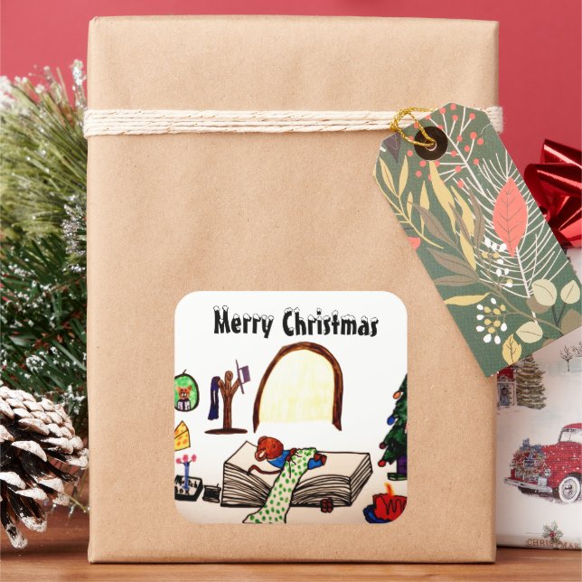 ADESIVO QUADRADO MOUSE DE DORMAÇÃO DE NATAL (Feriado)