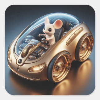 Adesivo Quadrado Mouse-Móvel ouro: Uma pequena missão do mouse