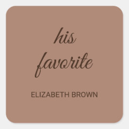 Adesivo Quadrado Mousse Simples Elegante Mocha com Casamento Monogr