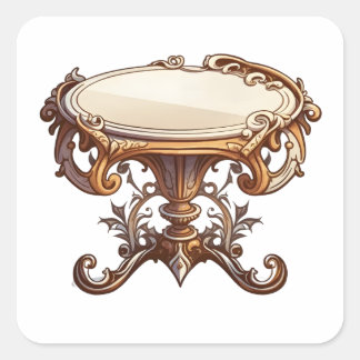 Adesivo Quadrado Móveis Antigos, Estilo de Cartoon, Mesa Antiquada