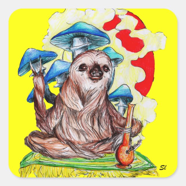 Adesivo Quadrado Movimentos lentos e boas vibrações (Frente)