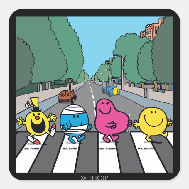 Adesivo Quadrado Mr. Men Abbey Road Walkers (Frente)