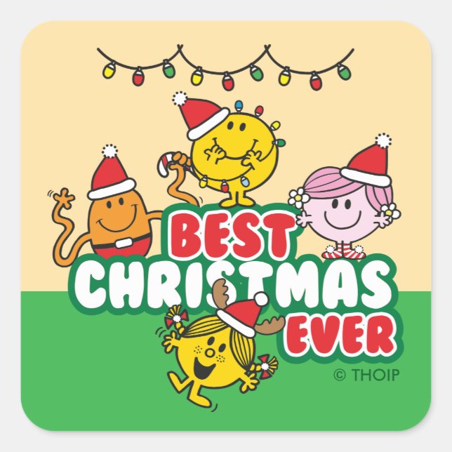Adesivo Quadrado Mr Men Little Miss Best Christmas Ever (Frente)