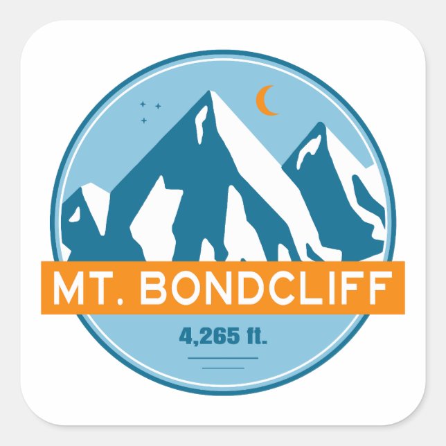 Adesivo Quadrado Mt. Bondcliff New Hampshire Estrelas Lua (Frente)