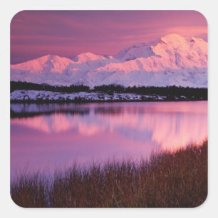 Adesivo Quadrado Mt. Denali ao pôr do sol a partir do Reflection Po