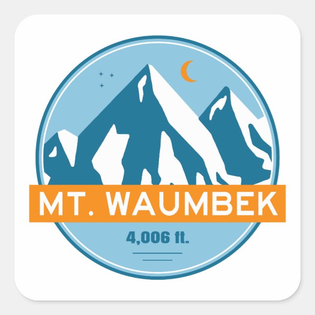 Adesivo Quadrado Mt. Waumbek New Hampshire Stars Moon (Frente)