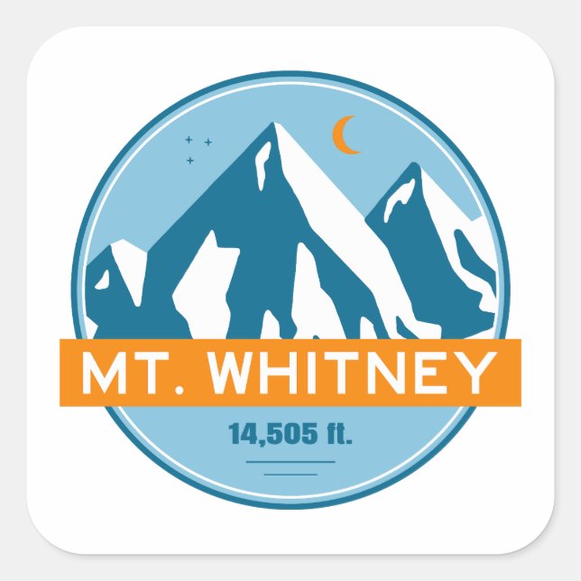 Adesivo Quadrado Mt. Whitney Califórnia Estrelas Lua (Frente)