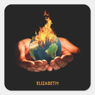 Adesivo Quadrado Mudança Climática O Aquecimento Global Da Terra