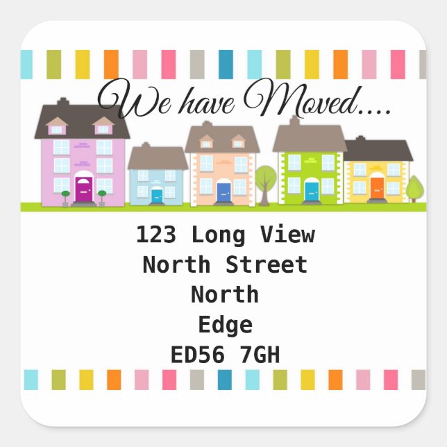 Adesivo Quadrado Mudança de endereço linha de casas (Frente)