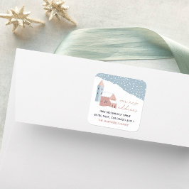 Adesivo Quadrado Mudança de endereço na vila de neve