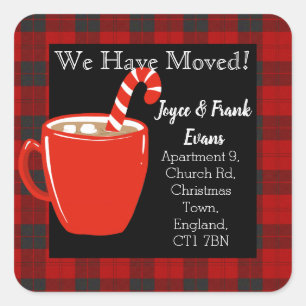 Adesivo Quadrado mudança de endereço no Natal do Cacau quente