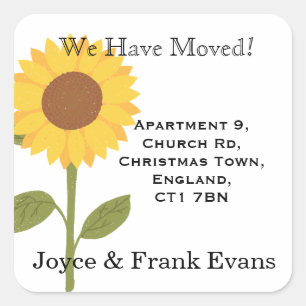 Adesivo Quadrado mudança de girassol cartões de endereço