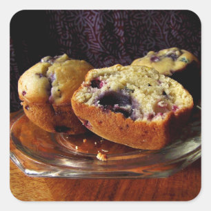 Adesivo Quadrado Muffins de Blueberry