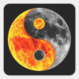 Adesivo Quadrado Muito divertido Yin e Yang Sun e Moon