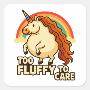 Adesivo Quadrado Muito Fluffy Para Cuidar De Foodie Unicorn