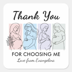 Adesivo Quadrado Muito obrigada personalizado Doula