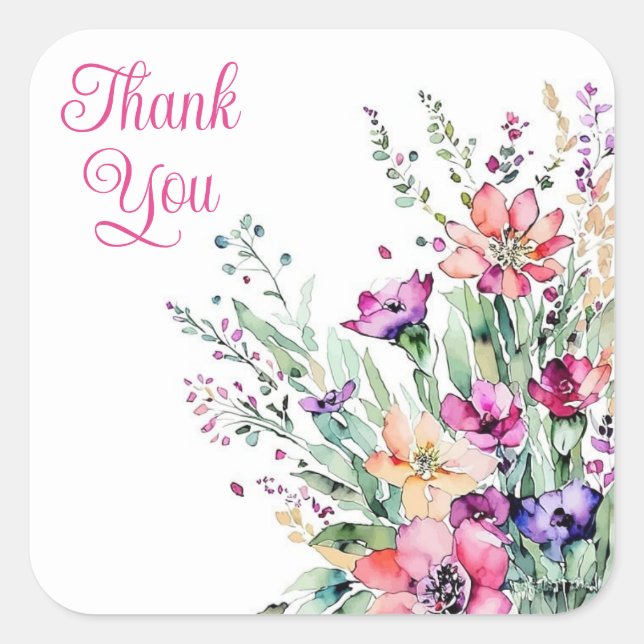 Adesivo Quadrado Muito obrigado. (Frente)