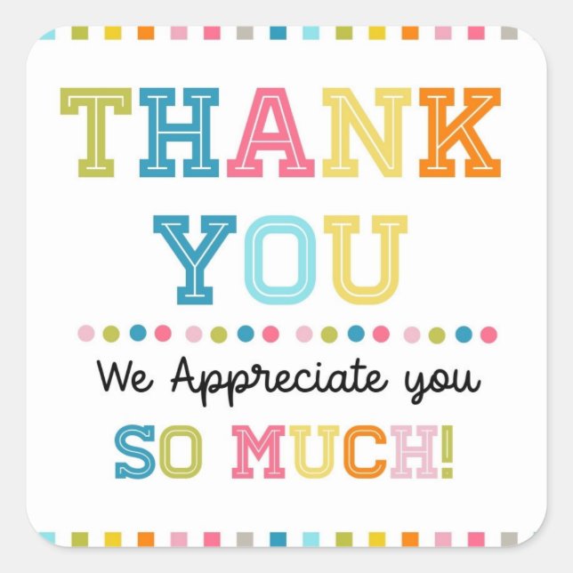 Adesivo Quadrado Muito obrigado. (Frente)