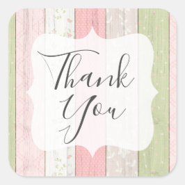 Adesivo Quadrado Muito Obrigado Chique Verde De Sábio Floral Cor-De