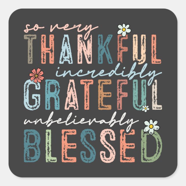 Adesivo Quadrado Muito Obrigado Incrivelmente Grata Queda (Frente)