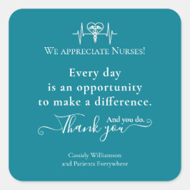 Adesivo Quadrado Muito obrigado. Mantenha o paciente personalizado.