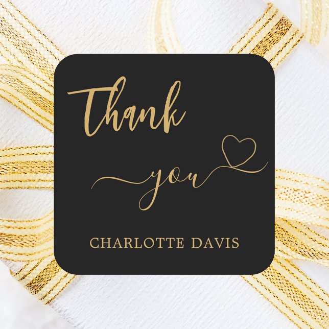 Adesivo Quadrado Muito obrigado, meu nome de ouro negro (Criador carregado)