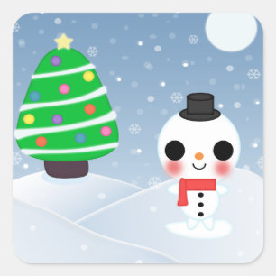 Adesivo Quadrado Muito um Natal de Kawaii