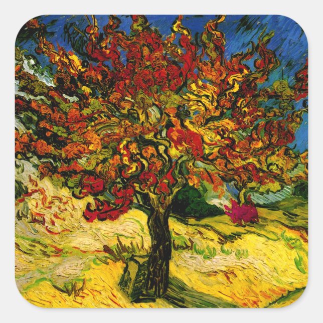 Adesivo Quadrado Mulberry Tree Van Gogh Fine Art (Frente)