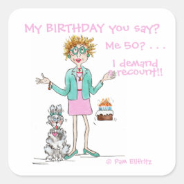 Adesivo Quadrado Mulher Assertiva Exige um desenho animado de 50 an