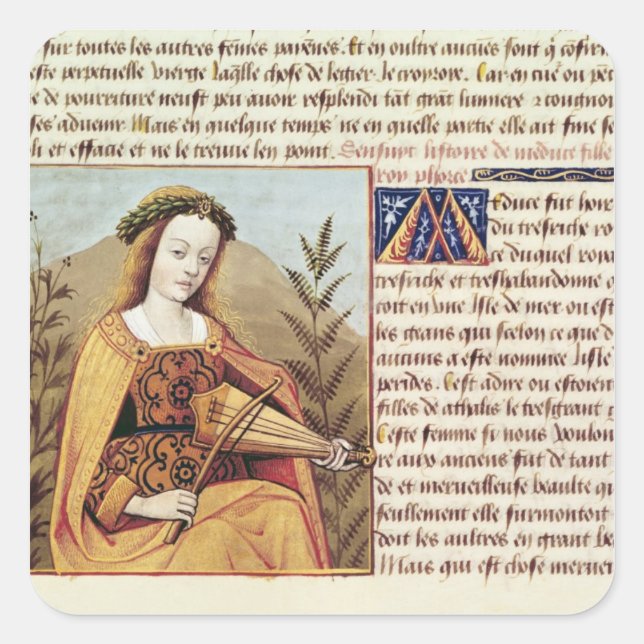 Adesivo Quadrado Mulher brincando de viol (Frente)