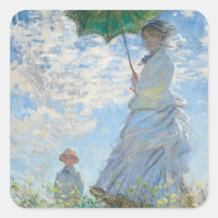 Adesivo Quadrado Mulher com Parasol (1875) - Claude Monet Fine Art