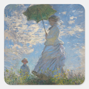 Adesivo Quadrado Mulher com Parasol   Paisagem Francesa